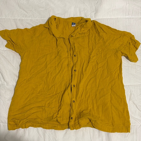 Mustard Oversized T-Shirt Button Up - Picture 1 of 1